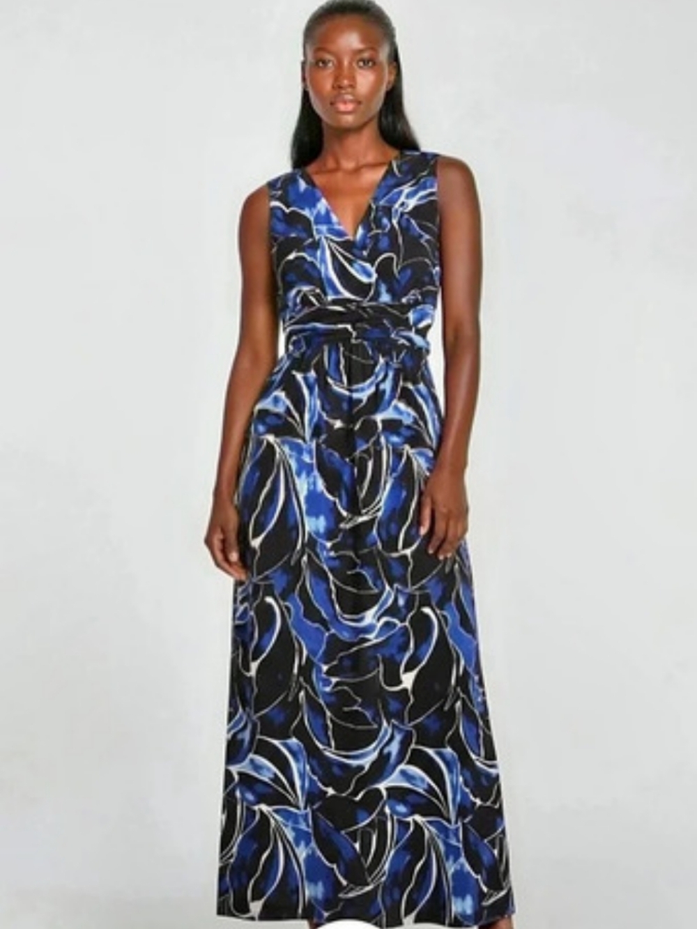 Beechers Brook Abstract Blue & Black Maxi Dress